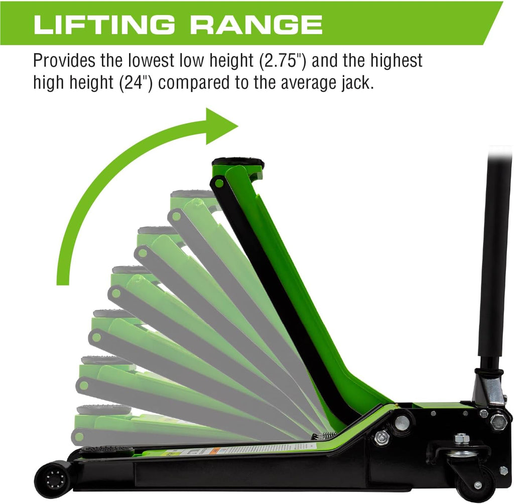 2 Ton Extra Long Reach Low Profile Steel Floor Jack E7386