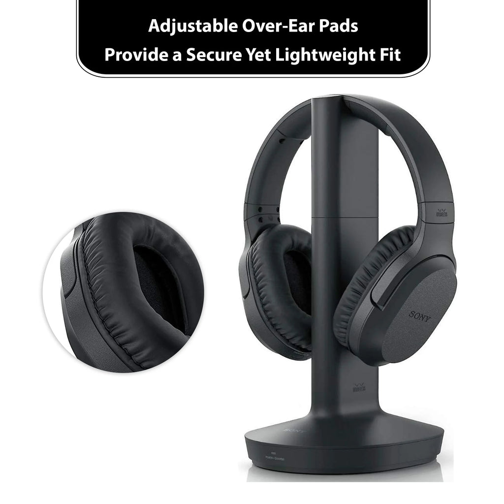 Wireless Over Ear Headphones with Transmitter Dock and RCA Plug Y-Adapter T55257