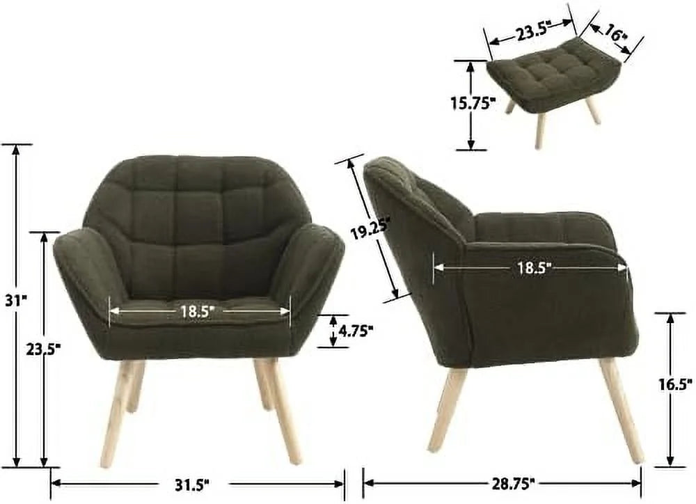 Green Sherpa 2-Seat Mini Sofa Couch with Wood Legs Y474054
