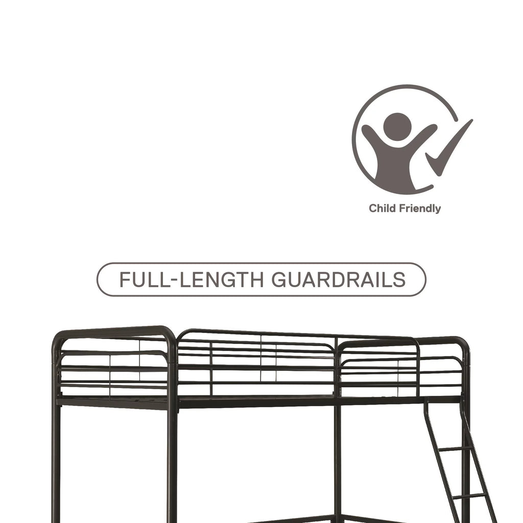Black Twin Metal Loft Bed O748