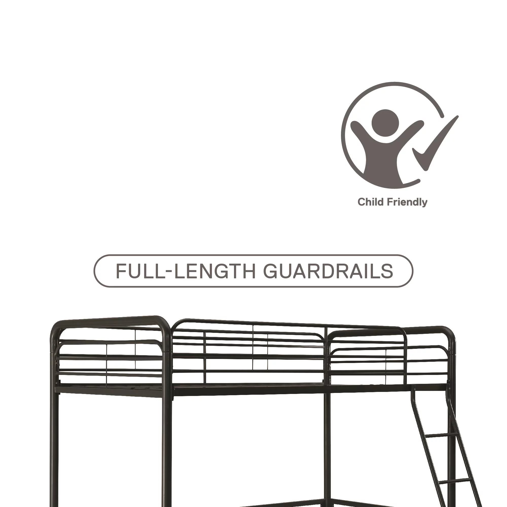 Black Twin Metal Loft Bed O748