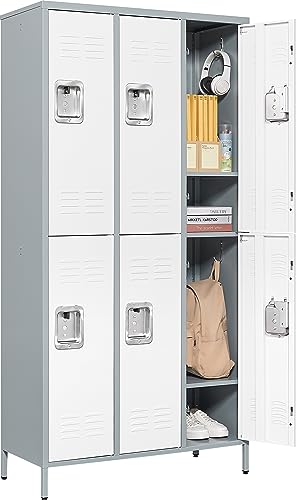 Gray White 3 Door Steel Storage Locker H9682
