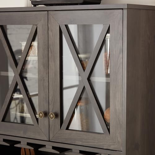 Grey Wood Storage Cabinet with Microwave Stand R875344