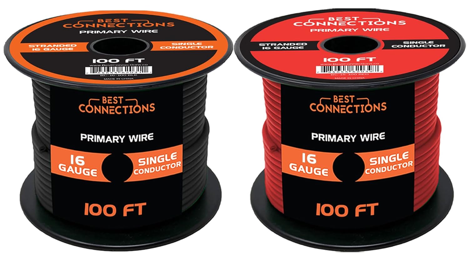 16-Gauge Automotive Primary Wire Bundle (100ft Each, Red & Black) C30749