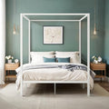 Full Size White Canopy Bed Frame Z1244