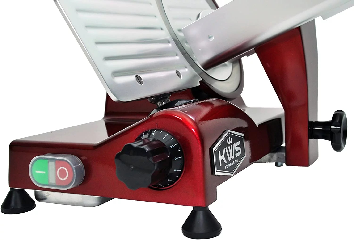 Red 10-Inch Electric Meat Slicer with Non-sticky Teflon Blade C614