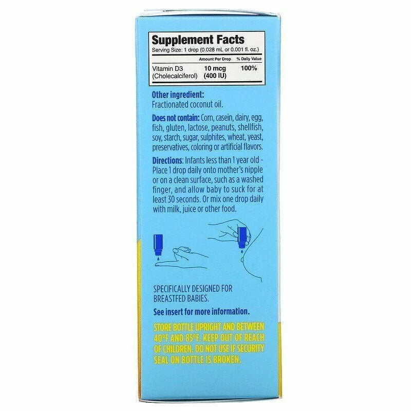 Baby Liquid Vitamin D3 400 IU 2.5 oz (90 drops) Pack of 2 P9257