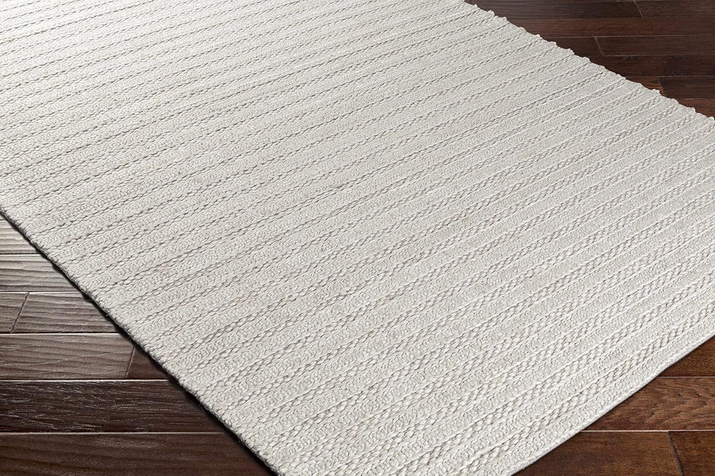 Wool & Viscose Bohemian Area Rug, Ivory, Beige, Cream, Grey, 10' x 14' D92787