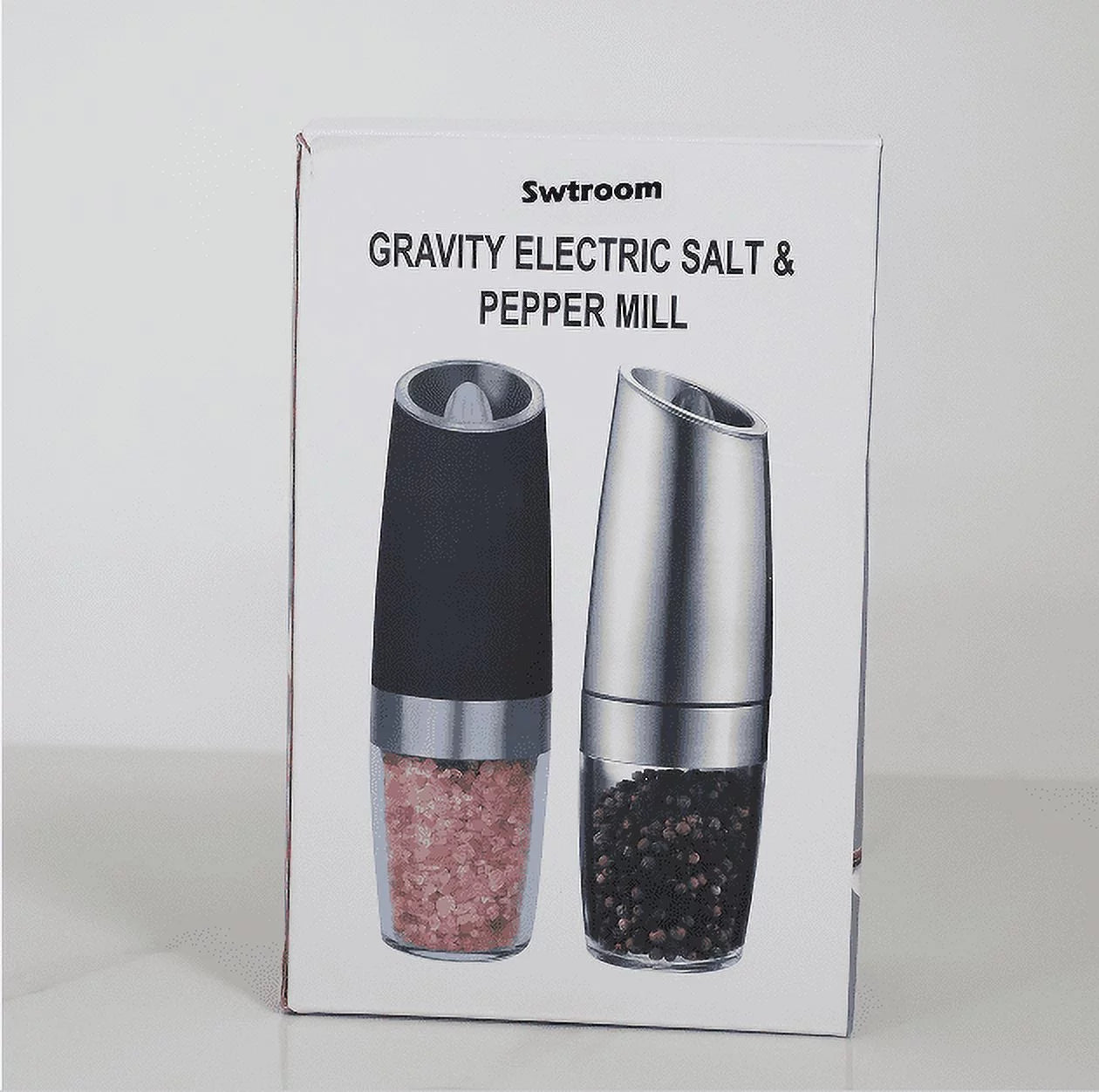 2 Pcs Electric Salt and Pepper Grinder Set Battery Operated Stainless Steel G568677