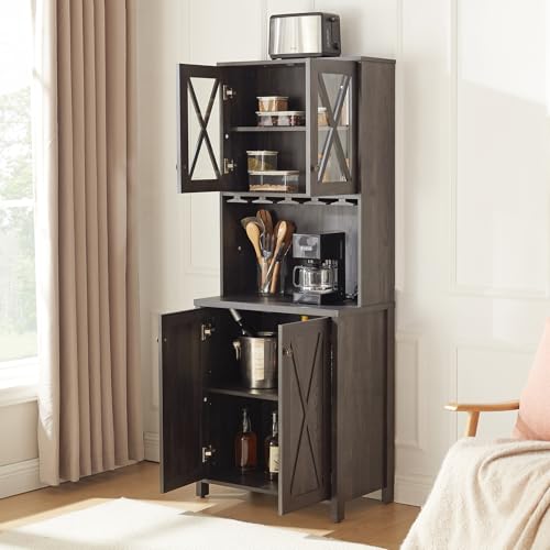 Grey Wood Storage Cabinet with Microwave Stand R875344