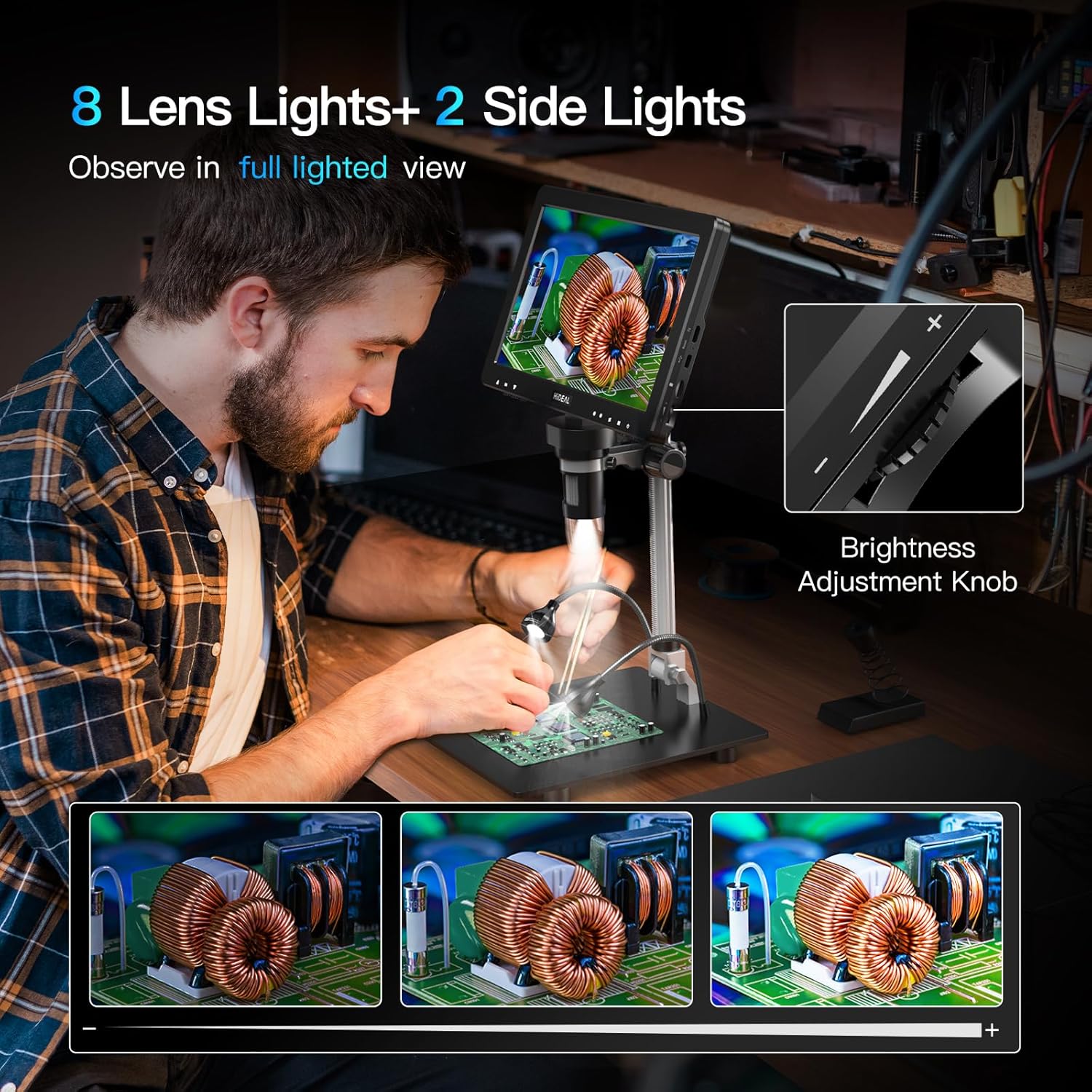 HDMI Digital Microscope 1500X HD IPS Screen 20MP Coin Microscope Magnifier with Light A30009