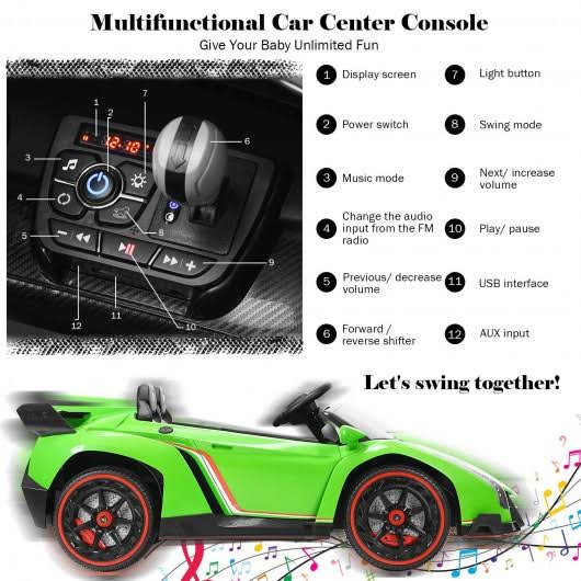 Green 12V 2-Seater Licensed Lamborghini Kids Ride on Car with RC Q303920