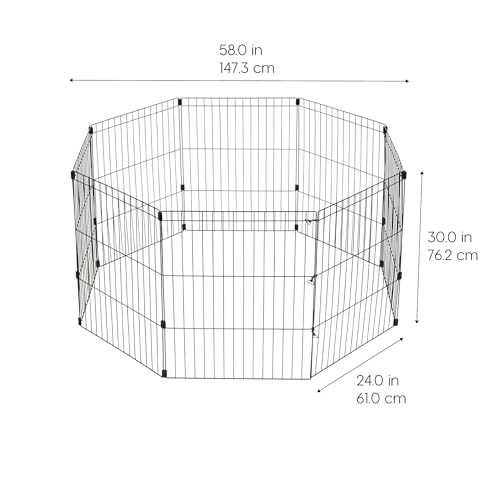 Black 8-Panel 36" Metal Dog Playpen K606