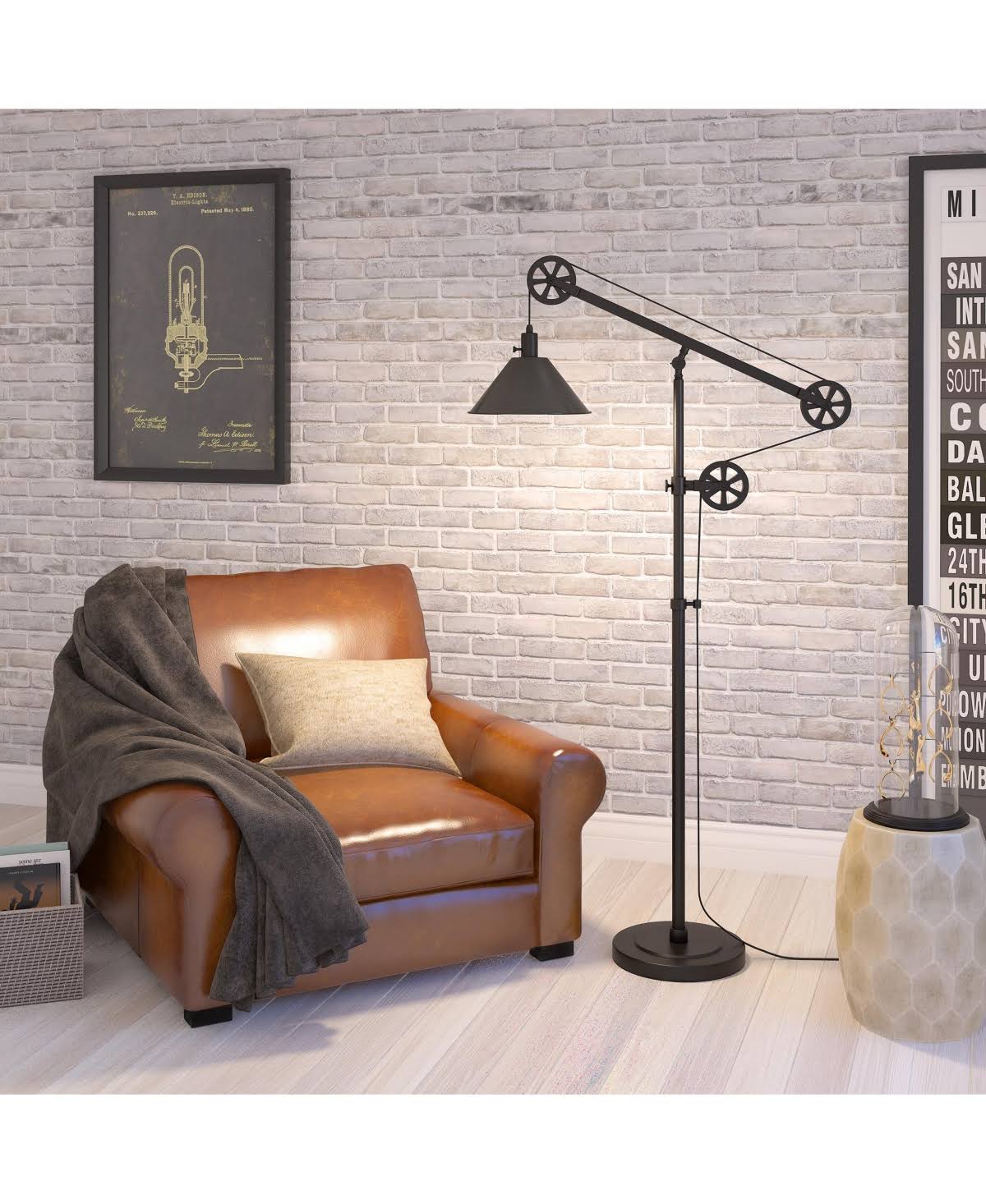 Blackened Bronze Floor Lamp with Pulley System S8576