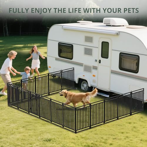 40" Height 16 Panels Metal Dog Playpen Black-Silver J10519