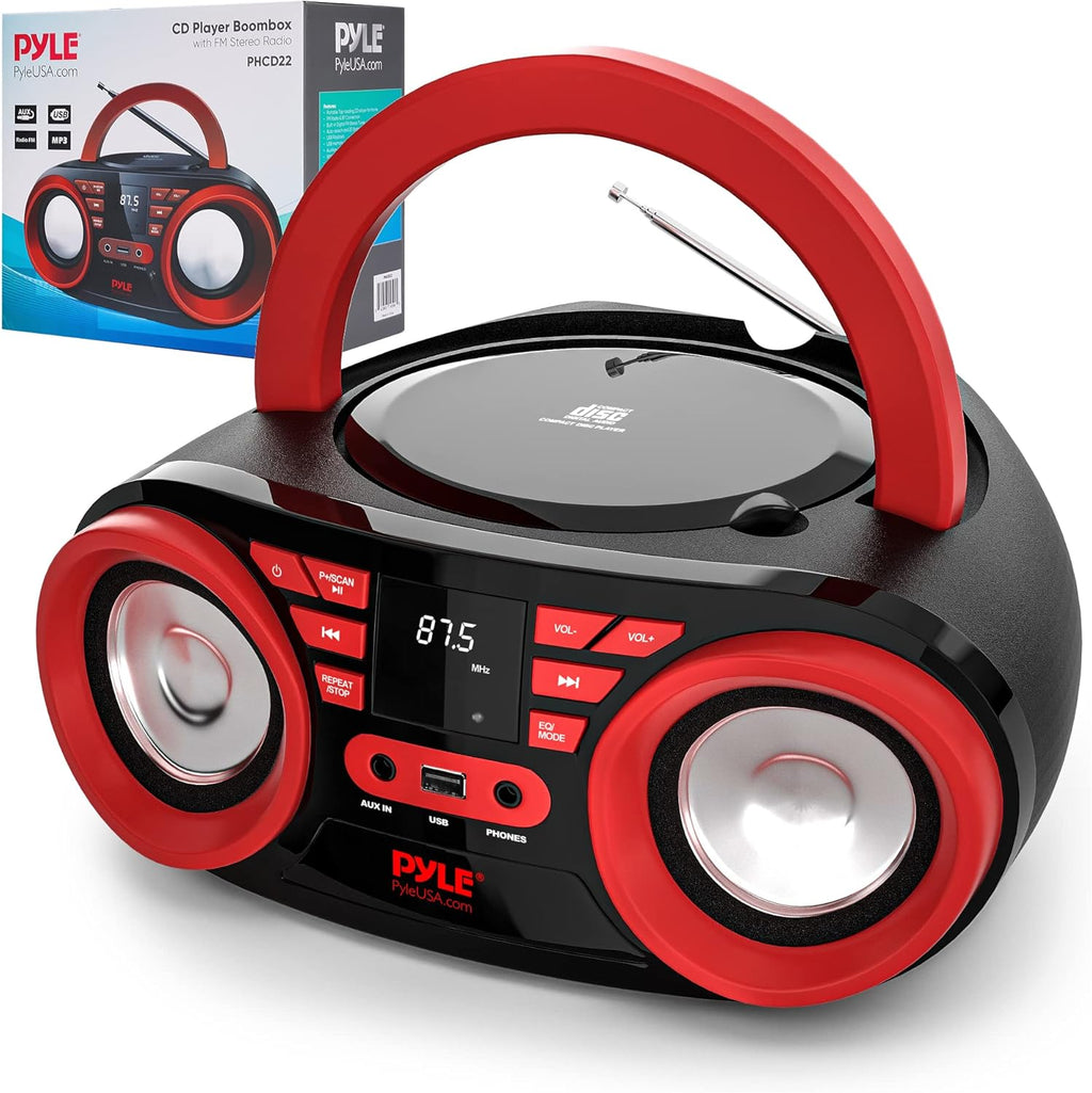 Red Black Portable CD Player Bluetooth Boombox Speaker P3472