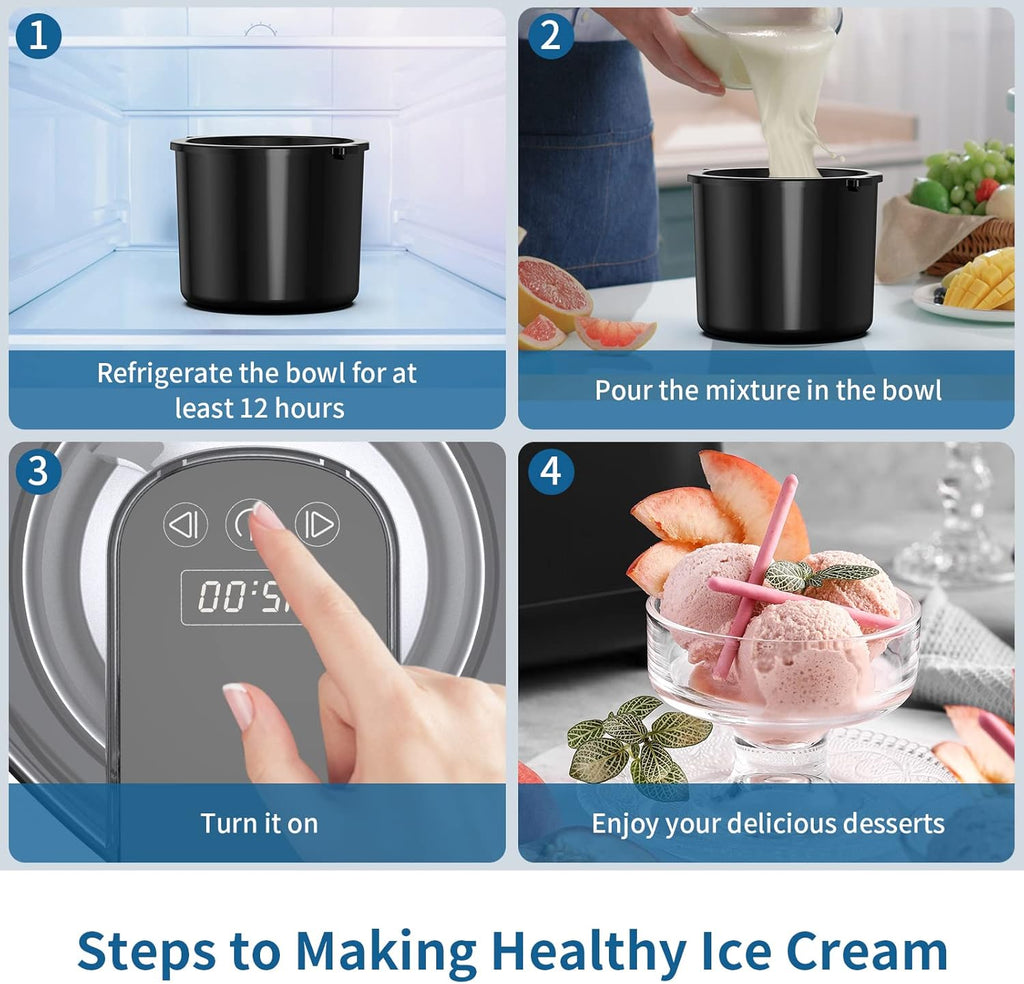 1.58 Quart Ice Cream Maker Machine with Double-Insulated Freezer Bowl P855695