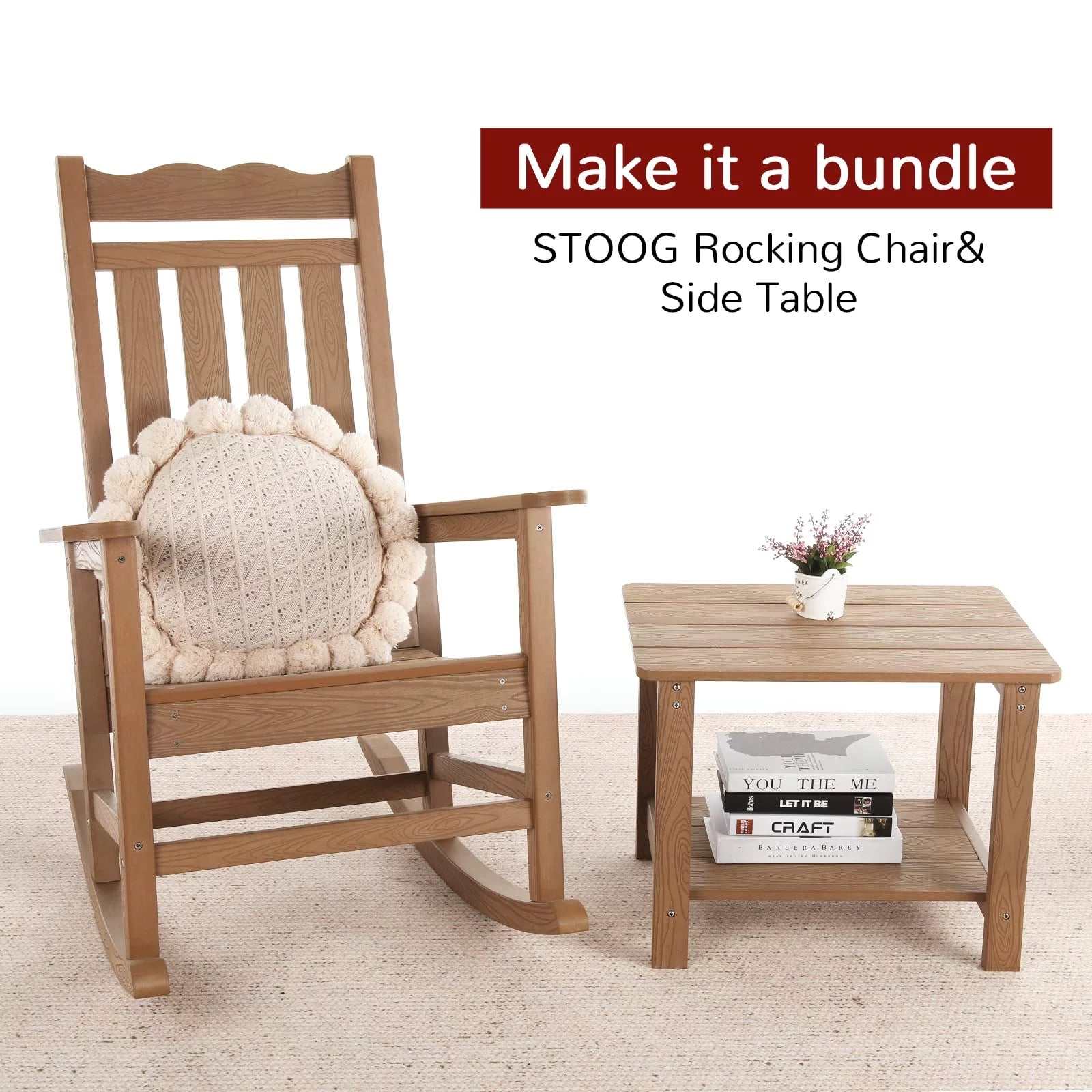 22.8" 2-Tier Oversized Rectangle Teak Side Table E4508