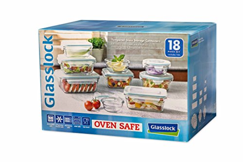 18pc Tempered Glass Storage Container Set Airtight BPA Free H171989