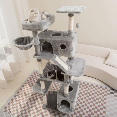 Beige Large Cat Tree with Sisal Scratching Posts and Padded Plush Perch P52740