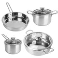 Stainless Steel Cookware Set with 2 Stockpot, 1 Saucepan, 1 Frying Pan H735