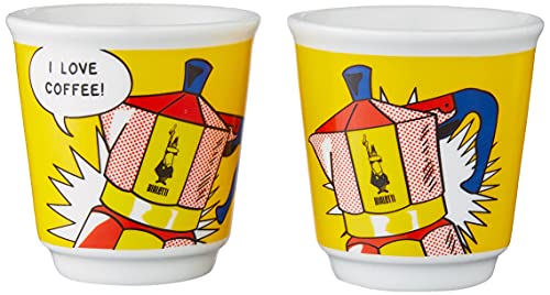 Yellow Aluminium Moka Set includes Coffee Maker 2-Cup (2.8 Oz) + 2 shot glasses H102006