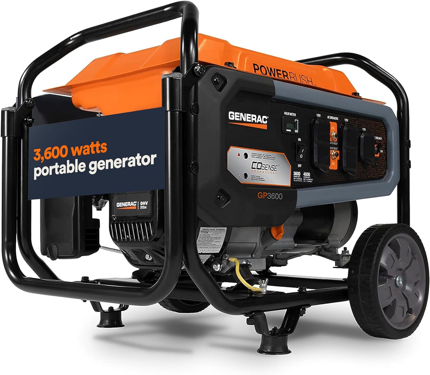 3,600-Watt Portable Generator Orange/Black F343615