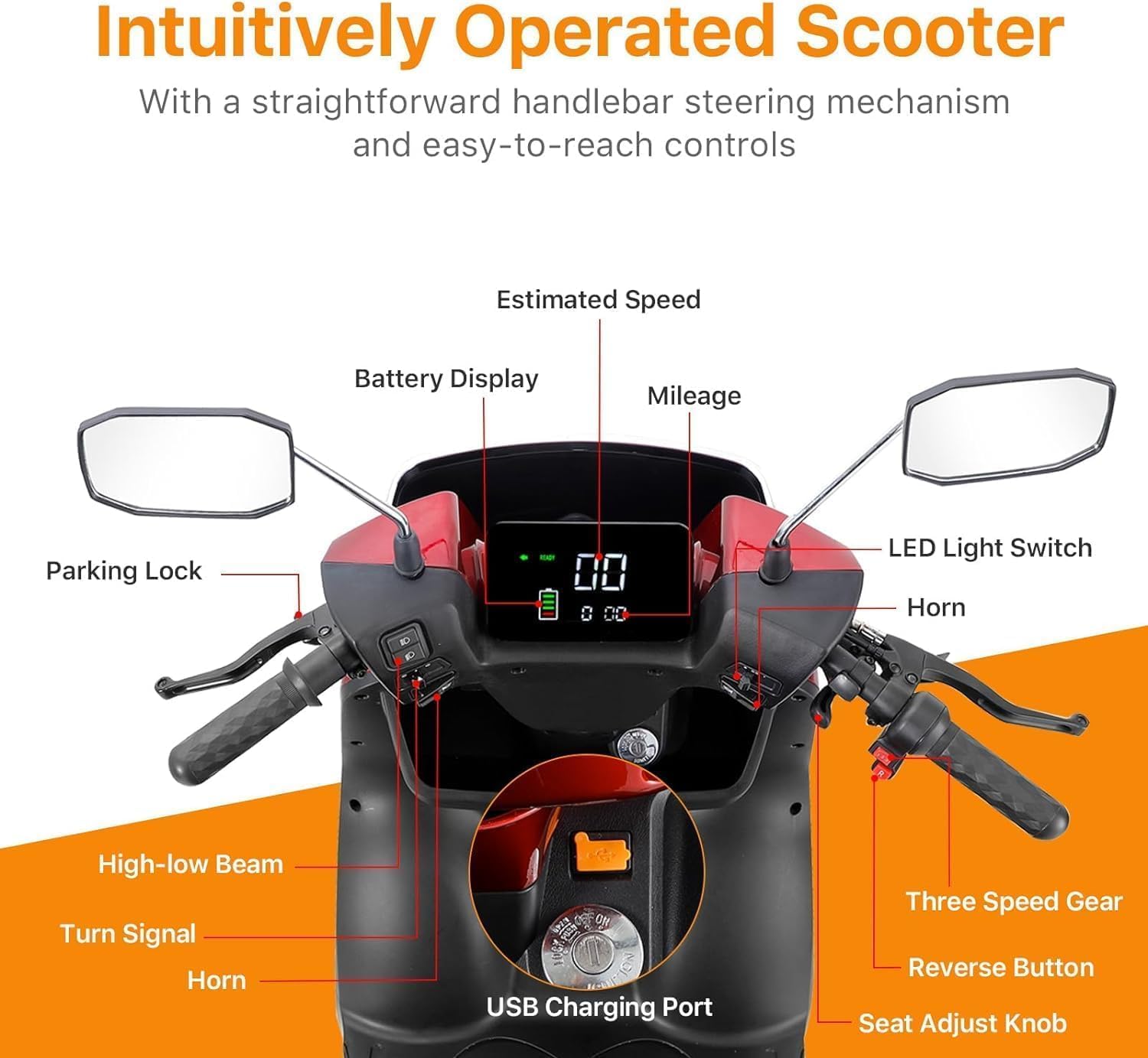 Red 2 Seater Mobility Scooter K4885