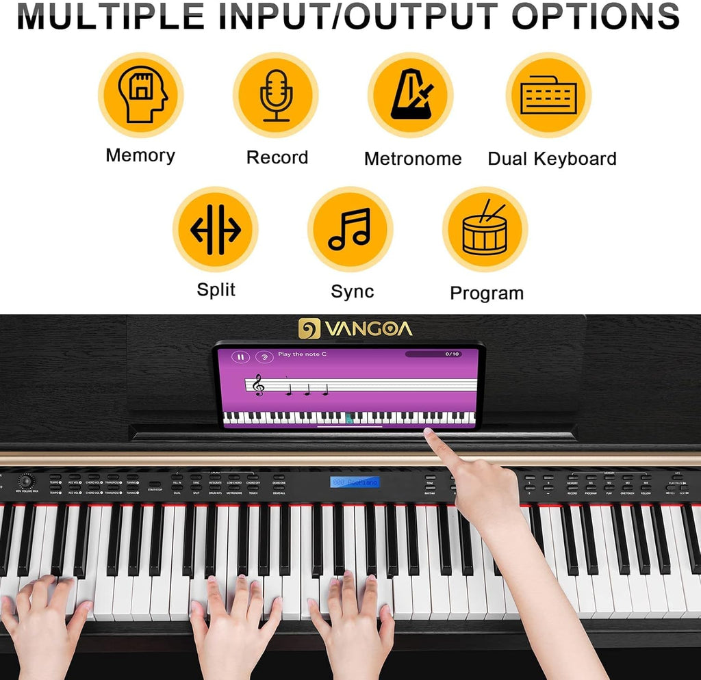 88 Key Weighted Digital Piano Bundle with Furniture Stand, Slide Key Cover, Black T39755