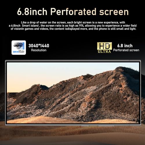 White 6.8" 6GB+256GB Unlocked Smartphone T2440