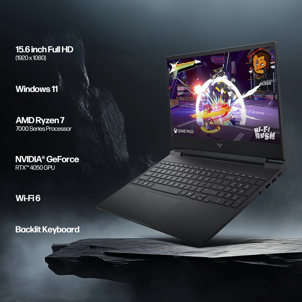 15.6" FHD 144Hz Gaming Laptop, AMD Ryzen 7 7445HS, 64GB RAM, NVIDIA RTX 4050 GPU, 2TB SSD, Mica Silver, Windows 11 Pro T49476