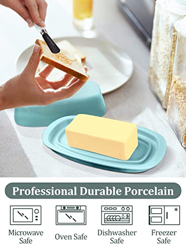 8 Inch White Ceramic Butter Dish with Lid M74633