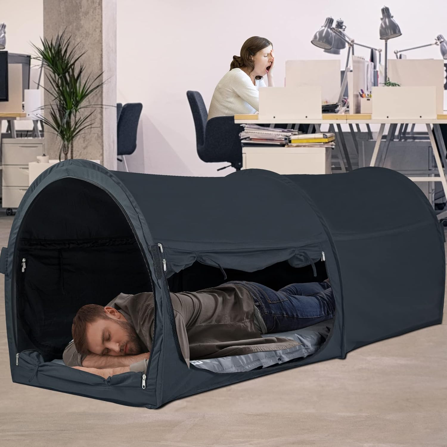 Grey Pop Up Portable One Person Bed Tents 75”x28”x31”H D86754
