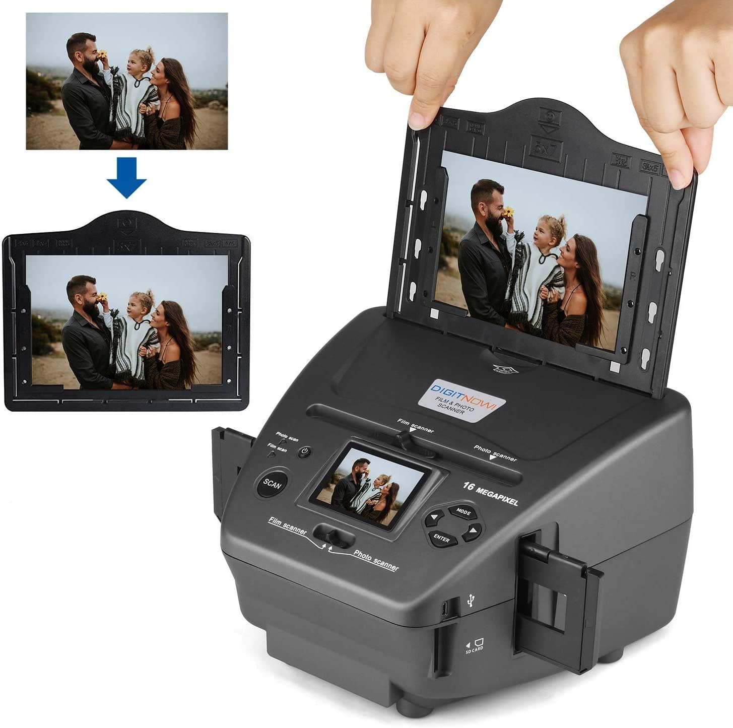 16MP Film Scanner with 2.4" LCD Screen for 35mm Slides and Negatives A8300