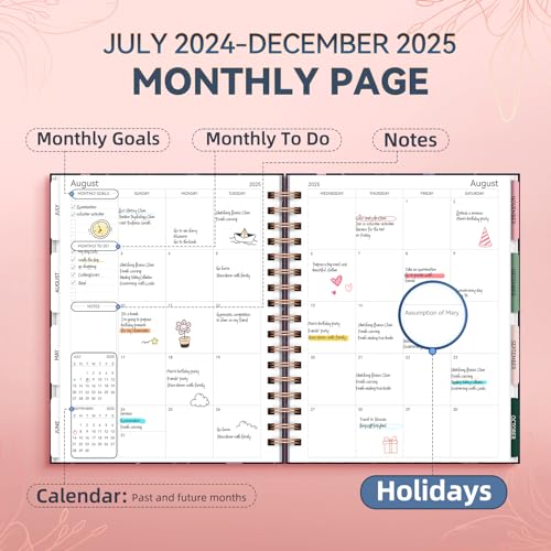 18 Month Weekly & Monthly Planner Spiral Bound Hard Cover with Stickers & Gift Box C579