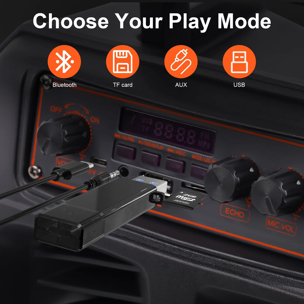 Portable Bluetooth Karaoke Machine with Microphone and RGB Lights O65116
