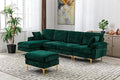 Purple 114 Inch Fabric Upholstered Modular Sectional Sofa with Chaise Lounge Ottoman and 2 Pillows X1947