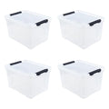 4-Pack 50 L Wheeled Clear Plastic Storage Bin with Lid W805