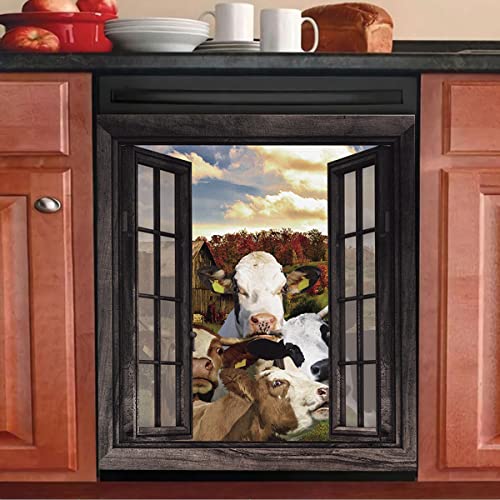 Vinyl Farm Cow Dishwasher Cover Sticker 23"x17" Z91271