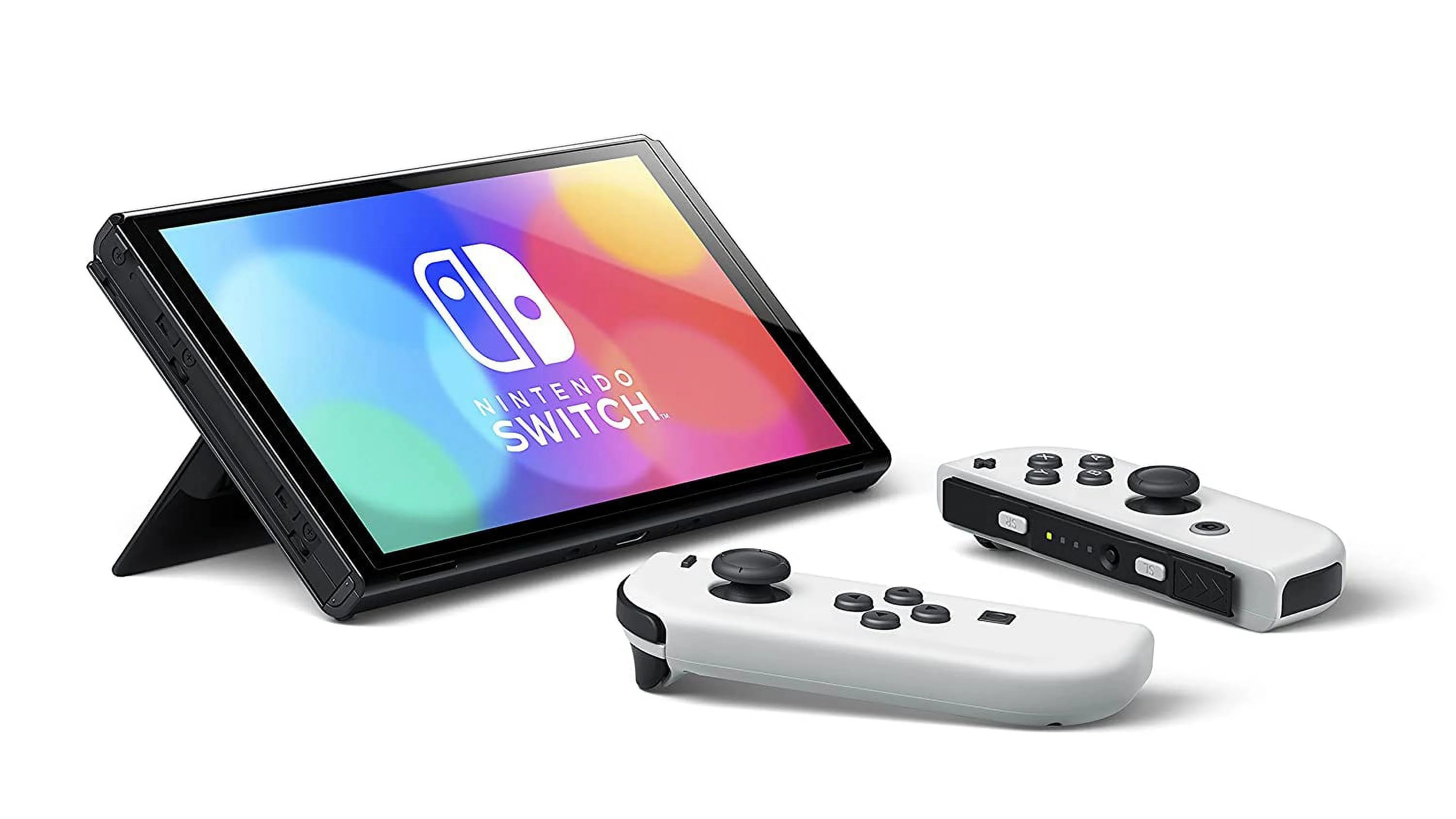Nintendo Switch OLED White Joy-Con Console & Controller Skin Voucher Bundle I72678