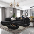 Reversible Sectional Sofa with Storage and Chaise Lounge Couch, Wooden Frame L-Shaped Corner Sofa Set with Ottoman, Black Z21357