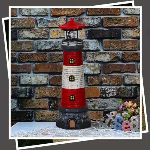 Red Solar Lighthouse Lawn Decoration C706