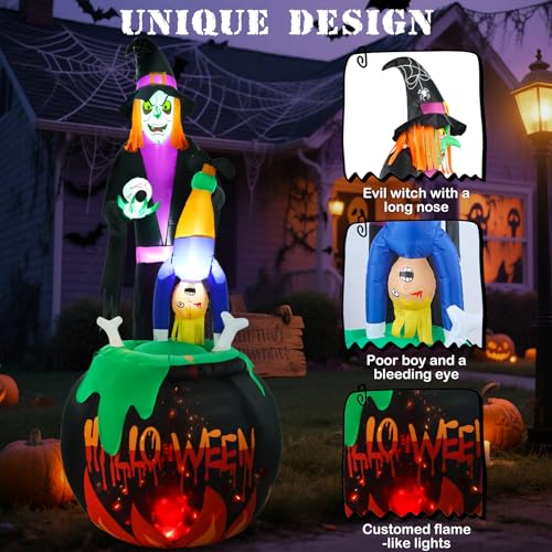 8ft Halloween Inflatable Witch Yard Decor with Built-in LED Lights Z866158