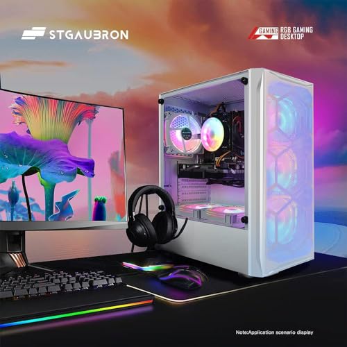 Gaming PC Desktop Computer, Intel Core I7 up to 3.9 GHz, Radeon RX 580 8G, 16G RAM, 512G SSD, WiFi, Bluetooth 5.0, RGB Fan x6, RGB BT Sound Bar, Windows 10 Home S9718
