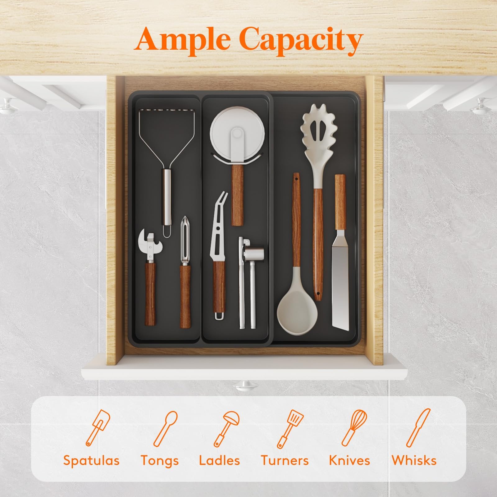 Black Expandable Cutlery Tray I9210