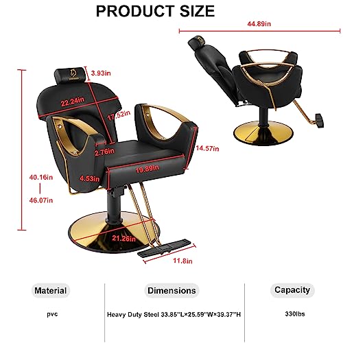 Pink Hydraulic Reclining Barber Chair T86113