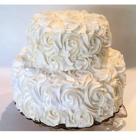 Two Tier Ivory Rosette Prop Decoration Cake K466838