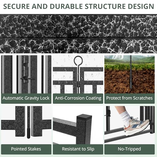 40" Height 16 Panels Metal Dog Playpen Black-Silver J10519