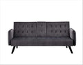 Blue Velvet Upholstered Futon Sofa Bed with Center Console and Cupholders S651281