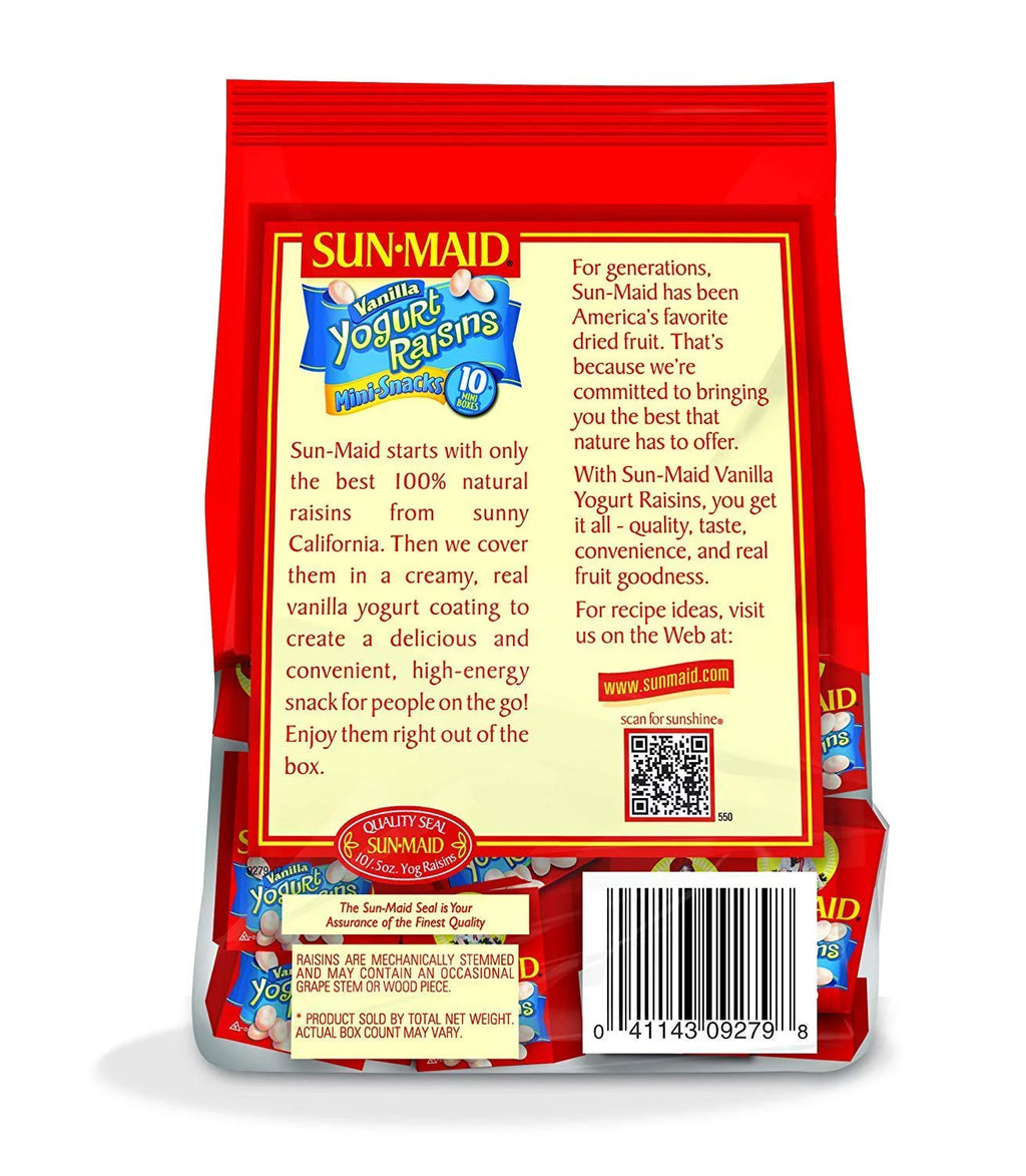 Vanilla Yogurt Covered Raisins .5 Oz, 10 Ct (Pack Of 2) G6799